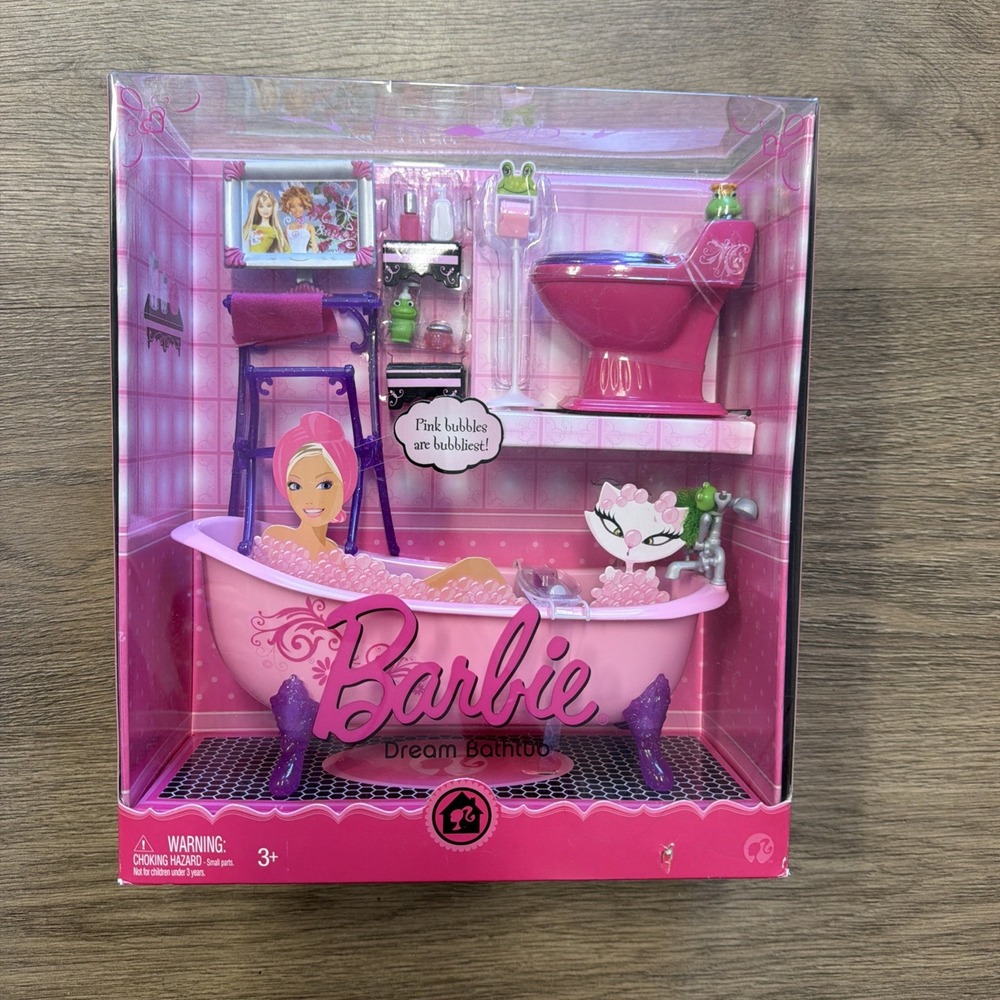 Barbie 2008 DREAM BATHTUB Clawfoot - Toilet - Accessories DOLL FURNITURE N4900